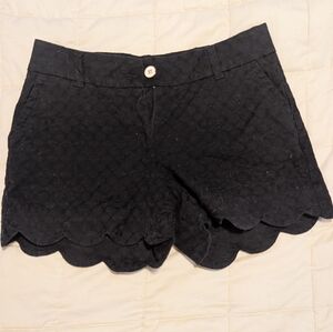 Crown & Ivy Black Scalloped High Waist Shorts